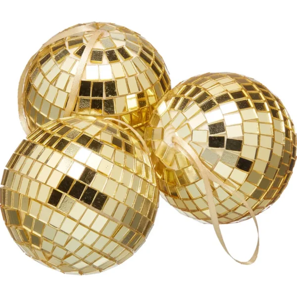 Kwantum Kerstdecoratie | Kerstballen & Kerstornamenten | Hanger Discobal - 3 Stuks Goud