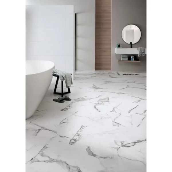 Kwantum Klik Pvc-Vloeren | Klik PVC Marble Wit Tegel XL Plank Je berekent hoeveel meters je nodig hebt door lengte en breedte in te vullen